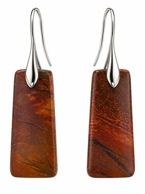 NWT Genuine Jasper Statement Drop Earrings